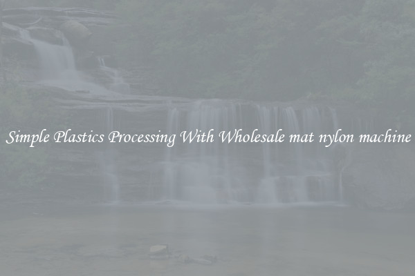 Simple Plastics Processing With Wholesale mat nylon machine