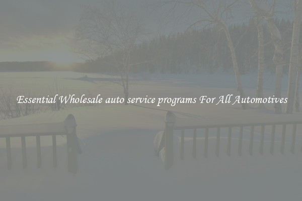 Essential Wholesale auto service programs For All Automotives
